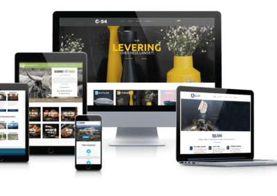 Mockup av forskjellige nettside vi leverer på Portal Norge
